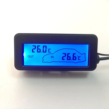 Barvni LCD-Avto Digitalni Termometer Mini 12V Vozil Termometro Monitor Avto Notranje Zunanje Temperature Merilnik 1,5 M Kabla Tipala