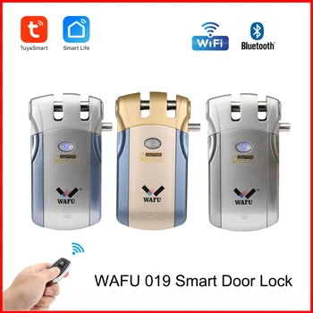 Wafu 019 Fringerprint Zaklepanje Tuya/Smart Življenje Wifi zaklepanje Vrat Geslo Vrata Ključavnice Bluetooth Daljinsko upravljanje Nevidno Smart Lock