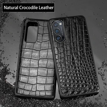 Naravni Krokodil Usnja Primeru Telefon Za NASPROTNEGA Reno 4 Pro Reno 3 Pro Primerih Luksuzni Aligator Vratu Trebuh Rep Hrbtni Pokrovček Funda Capa