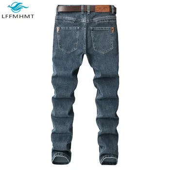 Pozimi Pade Nove Modne Moške Jeans korejskem Slogu Slim Fit Stretch Ravno Business Casual Letnik 38 40 Plus Velikost Traper Hlače