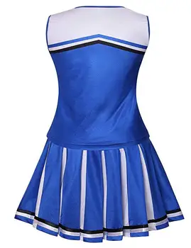 Seksi High School Girl Ženske Glee Slog Cheerleading Kostum Navijačica Pustna Enotna Stranka, Cosplay (Top+Krilo+Pompoms)