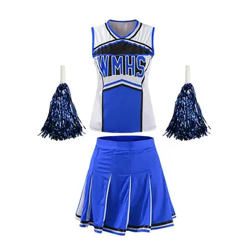 Seksi High School Girl Ženske Glee Slog Cheerleading Kostum Navijačica Pustna Enotna Stranka, Cosplay (Top+Krilo+Pompoms)