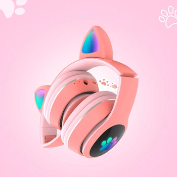 LED Mačje Uho Slušalke Bluetooth 5.0 šumov Otroci dekle Slušalke Podpira TF Kartice FM Radio Z Mic Brezžične Slušalke