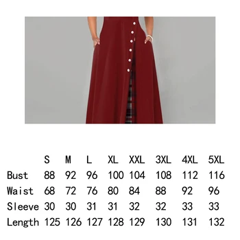 Ženski 2020 Nove Ženske Maxi Obleko Priložnostne Nezakonitih Kariran Natisni Pol Rokav Krog Vratu Plus Velikost Eleganten Stranka Dolgo Obleko
