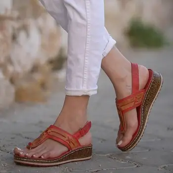 Ženske Poletne Sandale Klini Nizke Pete Platformo Mozaik Nazaj Pasu Kavelj&Zanke Retro Priložnostne Plaži, Dame Čevlji Zapatos De Mujer