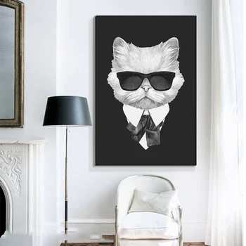 RELIABLI UMETNOSTI Mačka Pes Tiger Prašičev Živali Z Očali, Plakati, Platna Pining Wall Art Slik, Dnevna Soba Dekoracijo brez okvirja
