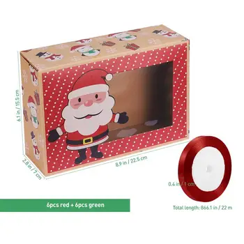 Hemoton 12PCS Božič Piškotek Škatle Prenosni Bonboni za Peko Cupcake Muffin Škatle Stranka Korist Imetnikov z Zvitek Traku