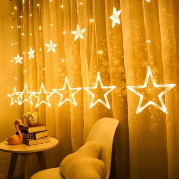 Božični Luči Festoon LED Niz Star Garland na Okno Zavese Notranja Drevo Dekoracijo Poroke Lučka