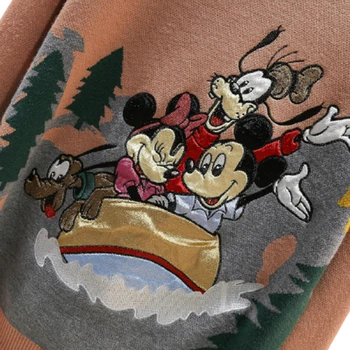 Disney Mickey Mouse ženska jeseni in pozimi nova risanka anime Puloverji Puloverji ženski vezenje svoboden divje modna oblačila