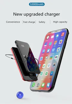KQJYS Brezžični Moči Banke Polnilnik LED Digitalni Zaslon 10000mAh Za Huawei Xiaomi Prenosni USB Polnilnik Za iPhone, Samsung