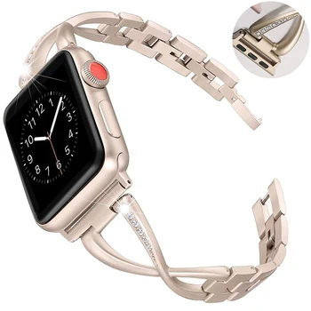 Iz nerjavečega jekla, trak za Apple watch band 44 mm 40 mm 38 mm 42mm Diamond Kovinska zapestnica Ženska nakit Apple watch serie 6 5 4 3 se