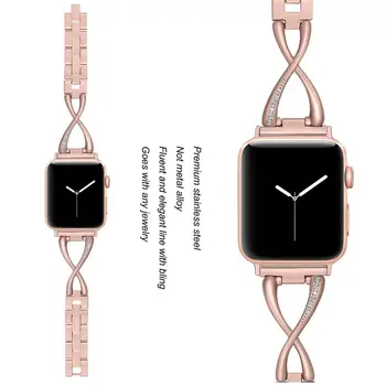 Iz nerjavečega jekla, trak za Apple watch band 44 mm 40 mm 38 mm 42mm Diamond Kovinska zapestnica Ženska nakit Apple watch serie 6 5 4 3 se