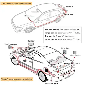 Vidna popoln Digitalni Razdalja Prikaz Obračalni Radar LCD Parkirni prostor kompletu Senzor A10, Primerni za Vse Avtomobile