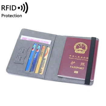 Ženske Moški RFID Letnik Poslovnih Potni list, Krije Imetnik Multi-Funkcijo ID Banka Kartico PU Usnje Denarnice Primeru Potovalni Pripomočki