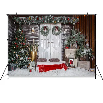 Neoback Božično Ozadje Prostem Wood Hiše, Fotografske Ozadju Sneg Božično Drevo Ozadje za Foto Studio