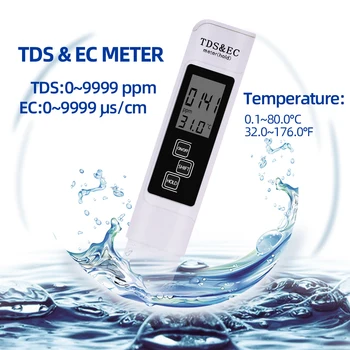 10pcs Digitalni Kakovosti Vode TDS-ES Tester Temperatura Ročni Čistost Pitne Vode ES Tester za Akvarij Bazen 40% popusta