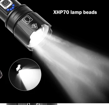 90000LM Močna Led Svetilka XHP90 svetilka USB polnjenje Zoom led svetilko lanter 2*26650 baterije, Za Kampiranje, kolesarjenje Lučka