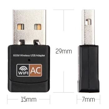 Brezžični USB WiFi Adapter 600Mbps wi fi Dongle RAČUNALNIK Omrežno Kartico Dvojno Pasu 5 Ghz wifi Adapter Lan USB Ethernet Sprejemnik AC omrežja Wi-fi