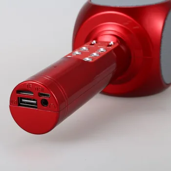 Ročni Mikrofon WS1816 Brezžična tehnologija Bluetooth Mikrofon KTV Karaoke Mikrofon Zvočnik USB LED Lučka rdeče barve