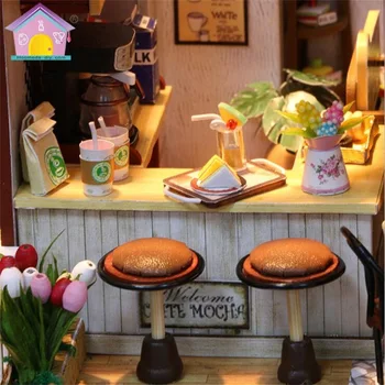 Lutka Hiša DIY Miniaturni Lutke Kit Model Lesene Igrače Pohištvo otroci igrače Pretvarjamo, Predvajaj igrače, Lutke Hiše Igrače Darilo za Rojstni dan