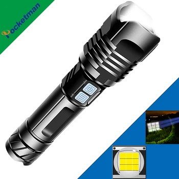 Super Svetlih 9 jedro XHP99 LED svetilka USB polnjenje baklo zoomable taktično flash light26650 Dvojno stikalo ročno svetilko