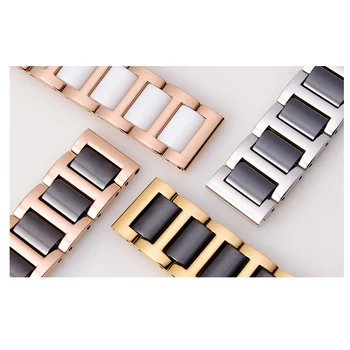 Keramični iz Nerjavečega Jekla Watchband 20 mm 22 mm za Samsung Galaxy Watch Active2 Prestavi S2 S3 Huawei GT 2 Amazfit Zapestnica Trak Pasu