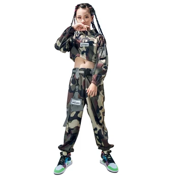 2020 Novo Hip-hop Ples, Oblačila Za Otroke za Otroke Maskirno Obleko Dekleta Praksi Jazz Plesne Kostume Street Dance Obrabe DN6758