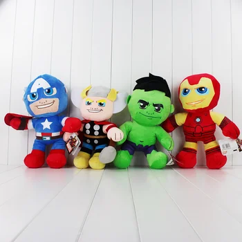 35 cm 4pcs/set Avengers Plišastih Zelena Hulk, Thor Captain America Iron Man Lutka Mehko Polnjene Igrače