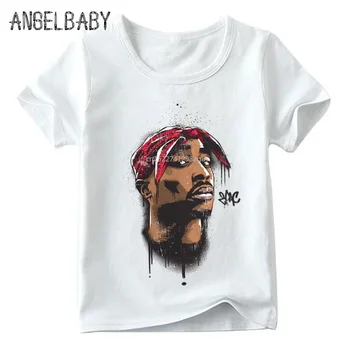 Otrok 2pac Hip Hop Zamotek Print majica s kratkimi rokavi Poletje Moda Tupac Baby Fantje/Dekleta Vrh Tee srajce Otroci Športna Oblačila,HKP287