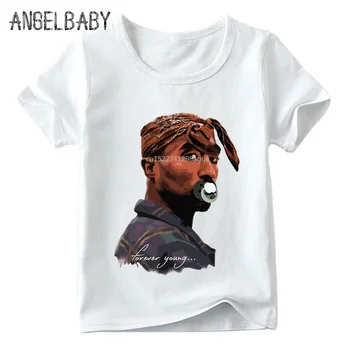 Otrok 2pac Hip Hop Zamotek Print majica s kratkimi rokavi Poletje Moda Tupac Baby Fantje/Dekleta Vrh Tee srajce Otroci Športna Oblačila,HKP287