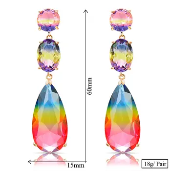 GODKI 60 mm Dolge Nove Čare Multicolor AAA Kristali, Uhani Visijo Trendy Izjavo Kaplja Vode Uhani Za Ženske, Modni Nakit