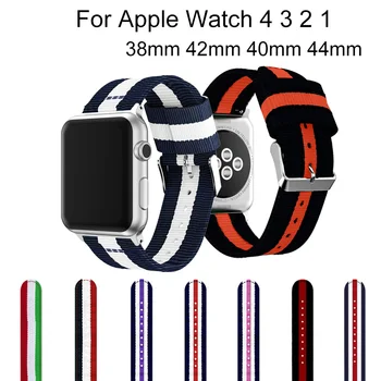 Črtasto Najlon Trak Za Apple Watch 4 3 2 1 Zanke Zapestnica Tkane Band Za iwatch 44 mm 40 mm 38 mm 42mm Šport Dihanje Watchband