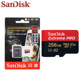 Sandisk Pomnilniško Kartico 256GB Razred 10 UHS-I Flash Kartice U3 Max Hitrost Branja 170MB/s A2 V30 Micro SD Kartice TF Extreme PRO Kartico
