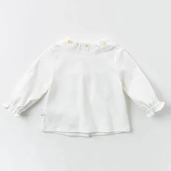 DBJ12799 dave bella pomlad baby dekleta srčkan vezenino srajce dojenčka, malčka, vrhovi otroci, visoko kakovost oblačil
