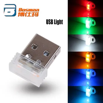 Spodbujanje 10pcs BOSMAA USB Mini LED Notranjosti Avtomobila Ozračja Osvetlitev Okrasnih Luči Rdeča/Modra/Bela/Zelena/Kristalno Modra/Oranžna