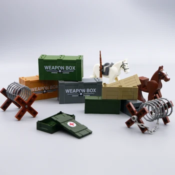 Gradniki Vojaške ww2 Orožje, Puške Polje Konj Bodečo žico ovira Vojske Slika Oprema Igrače Opeke združljiv z lego
