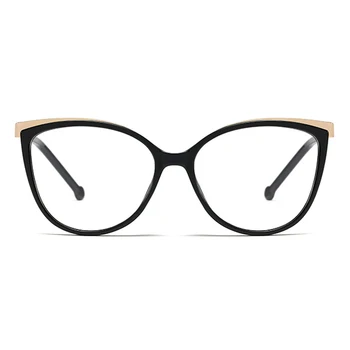 Peekaboo tr90 mačka oči očala za ženske modni jasno objektiv ženska očala, optično okvirji pol kovinsko črna pregleden
