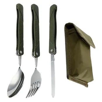 Zunanji camping kuhinjskih pripomočkov prenosni mini jedilni pribor iz zložljivi jedilni pribor set z žlico vilice, nož za kampiranje, za jedilni pribor