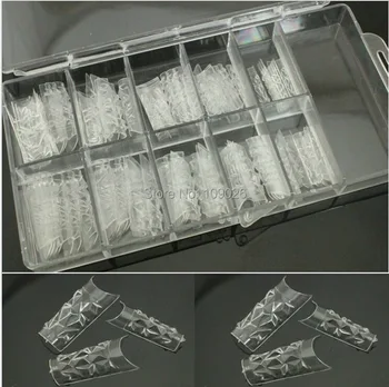 70 Kos + box francoskem Slogu False nohti obarvana glaze modela nohtov/pregledna kristalno plesen