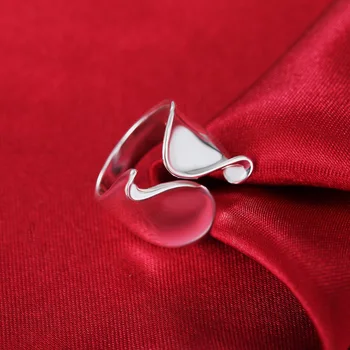 Modna 925 Sterling Srebrni Prstan Z Nastavljivo Sijajni Načrt Odpiranje Obroč Za Ženske, Nakit Darilo
