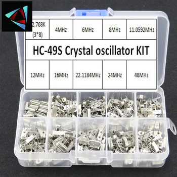 Hc-49s 10 vrst X20pcs Kristalnega Oscilatorja elektronski Kit keramični resonator quartz resonator hc-49 DIP 32.768 4 8 12 16 24 48 MHZ
