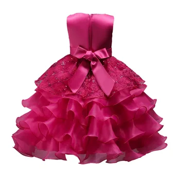 Čipke Cvet Deklet Ruffle Obleko Dekleta Božič Večplastna Obleko Za Poroko, Rojstni dan 3-15Yrs Otroke Božič Oblačila