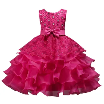 Čipke Cvet Deklet Ruffle Obleko Dekleta Božič Večplastna Obleko Za Poroko, Rojstni dan 3-15Yrs Otroke Božič Oblačila