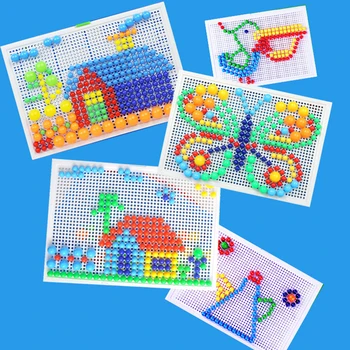 Otrok Izobraževalne Igrače Intelektualne 3D Puzzle Igro Mushroom Nohtov Komplet Igrač Za Otroke Darila DIY Mozaik Sliko Sestavljanke Odbor Igrače