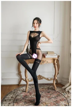 Brezplačna dostava visoko kakovostni Spolu Ženske Noše, črne Seksi spodnje Perilo, žensko spodnje Perilo, svilene nogavice, enodelno oblačilo 8631