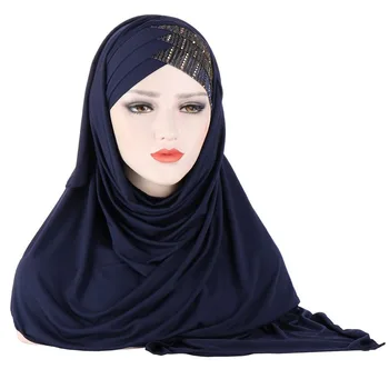 2020 Novo Tiste Bleščice Čelo Križ Muslimanska oblačila Hidžab Šal Pripravljen Nositi Turban Hijabs Islamske Ženske Headscarf Žensko Glavo Obloge