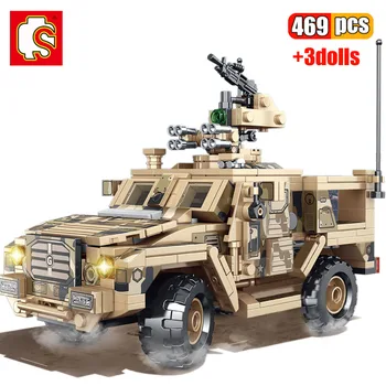 SEMBO 469Pcs Vojaške Vojske Rudnik Zavarovanega Vozila gradniki SWAT Vojak Vojne Orožja Model Izobraževalne Igrače Opeke Za Boy