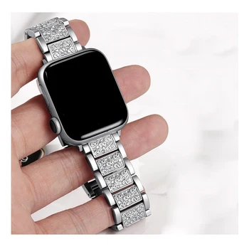 Pazi, trak za Apple ura iwatch band 38 mm 40 mm 42mm 44 correa iz nerjavečega jekla Diamantno zapestnico za Apple ura 5 4 3 2 1