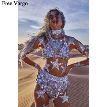 Holografski Burning Man Rave EDM Glasbeni Festival Star Seq Obleke, Oblačila, Orodje, Obleka, Ples Wear Ženske Pevka Fazi Kostum