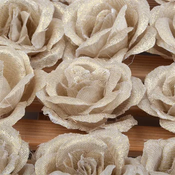 100 kozarcev 4 cm Svile, Zlata Umetno Rose Cvet Glave Dekorativno Cvetje za Poroko Doma Stranka Dekoracijo Mini DIY Ponaredek Cvet Steno